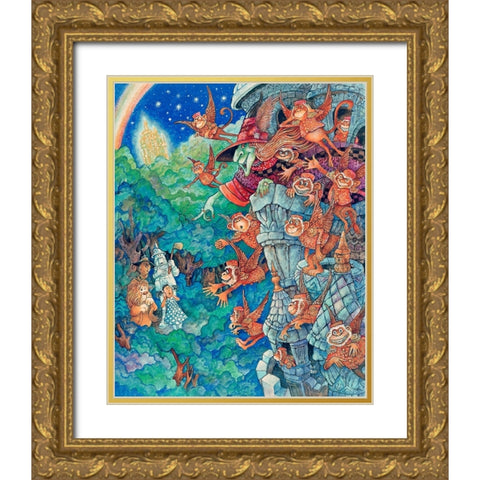 The Flying Monkeys Gold Ornate Wood Framed Art Print with Double Matting by Bell, Bill