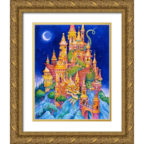 The Dragons Castle Gold Ornate Wood Framed Art Print with Double Matting by Bell, Bill