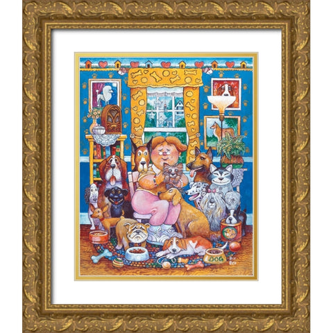 The Lady Who Loves Dogs Gold Ornate Wood Framed Art Print with Double Matting by Bell, Bill