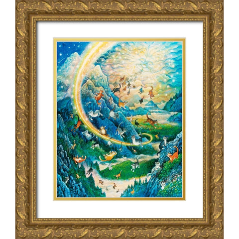Rainbow Cat Creation Gold Ornate Wood Framed Art Print with Double Matting by Bell, Bill