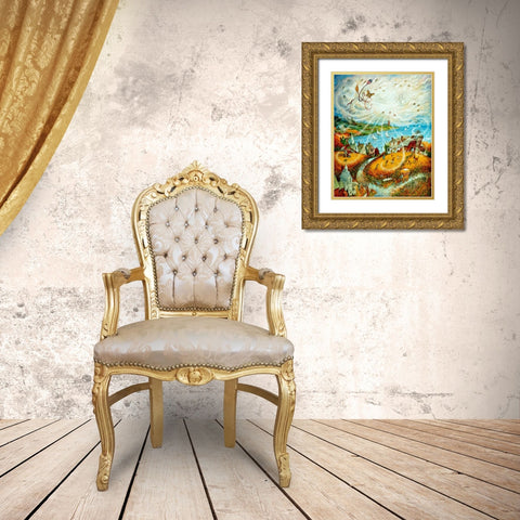 The Wind Gold Ornate Wood Framed Art Print with Double Matting by Bell, Bill