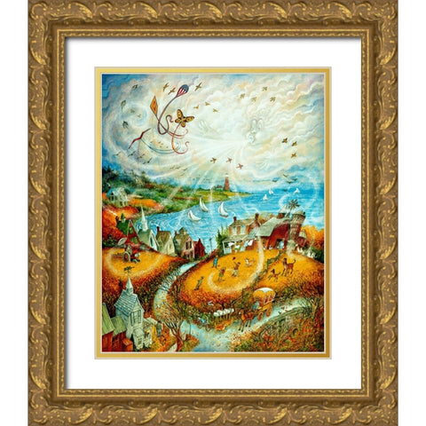The Wind Gold Ornate Wood Framed Art Print with Double Matting by Bell, Bill
