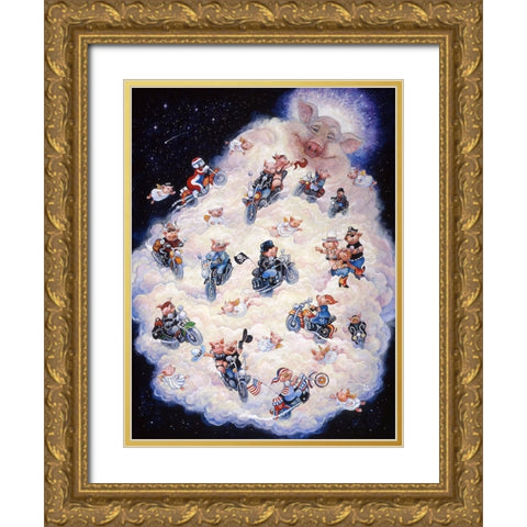 Hog Heaven Gold Ornate Wood Framed Art Print with Double Matting by Bell, Bill