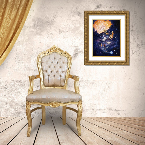 And God Created Cats Gold Ornate Wood Framed Art Print with Double Matting by Bell, Bill