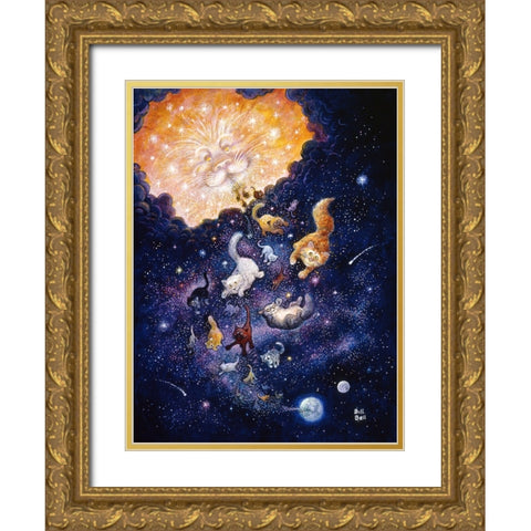 And God Created Cats Gold Ornate Wood Framed Art Print with Double Matting by Bell, Bill