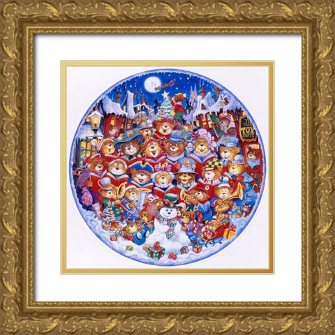 Teddy Bear Christmas (Plate Crop) Gold Ornate Wood Framed Art Print with Double Matting by Bell, Bill