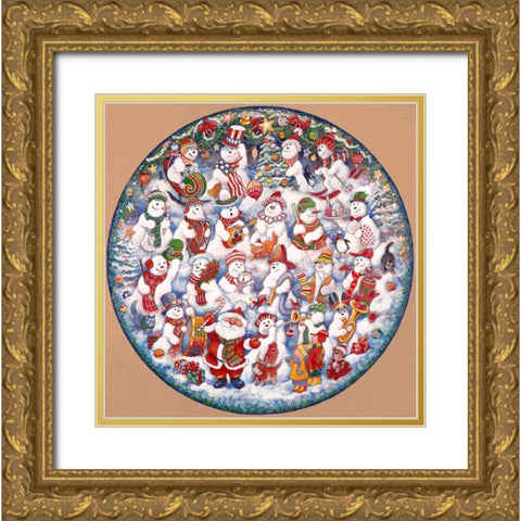 Santa And The Snowfolks (Pc) Gold Ornate Wood Framed Art Print with Double Matting by Bell, Bill