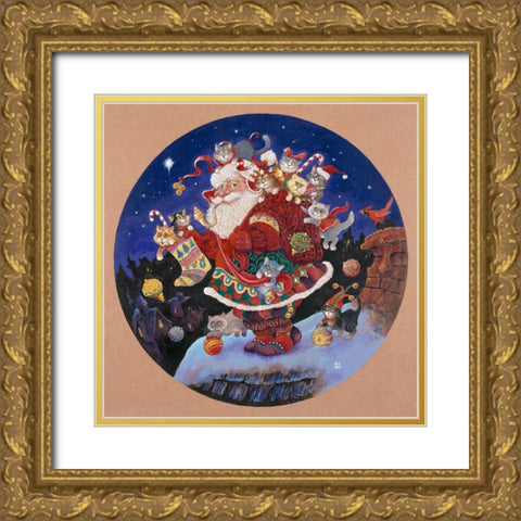 Here Comes Santa Claus (Pc) Gold Ornate Wood Framed Art Print with Double Matting by Bell, Bill
