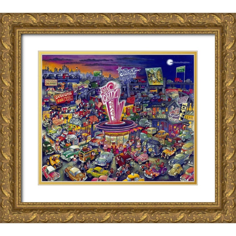 Cool Cats Gold Ornate Wood Framed Art Print with Double Matting by Bell, Bill