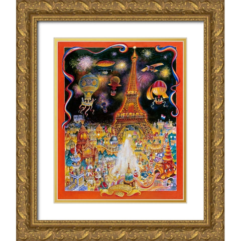 Les Chats Gold Ornate Wood Framed Art Print with Double Matting by Bell, Bill