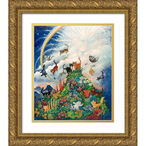 Heavenly Cats Gold Ornate Wood Framed Art Print with Double Matting by Bell, Bill
