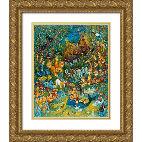 Noah And The Last Unicorn Gold Ornate Wood Framed Art Print with Double Matting by Bell, Bill