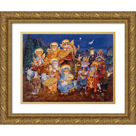 O Starry Night Gold Ornate Wood Framed Art Print with Double Matting by Bell, Bill