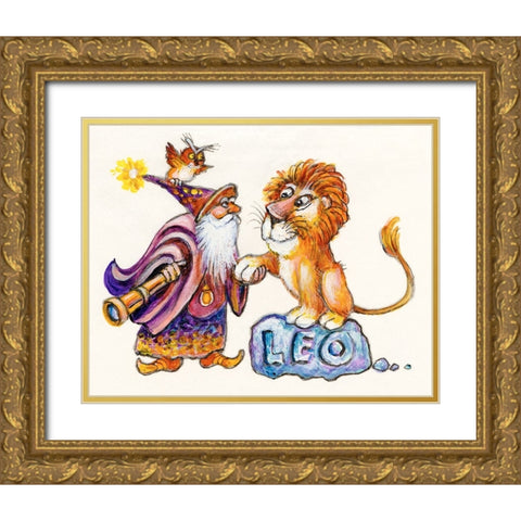 Astrology - Leo Gold Ornate Wood Framed Art Print with Double Matting by Bell, Bill
