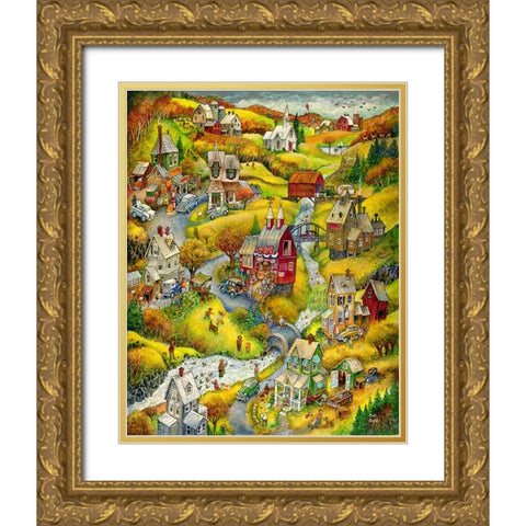 Country Autumn Gold Ornate Wood Framed Art Print with Double Matting by Bell, Bill