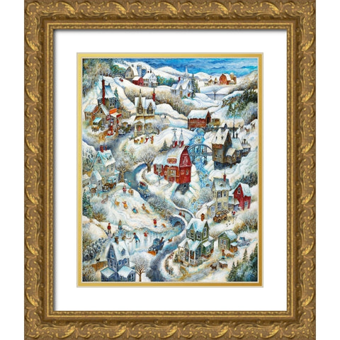 Country Winter (2) Gold Ornate Wood Framed Art Print with Double Matting by Bell, Bill