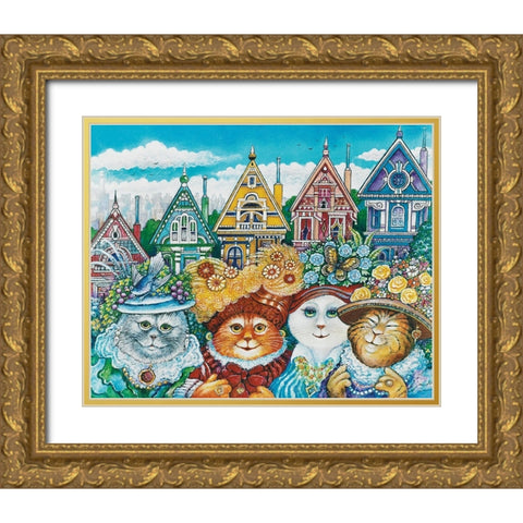 Painted Ladies Gold Ornate Wood Framed Art Print with Double Matting by Bell, Bill