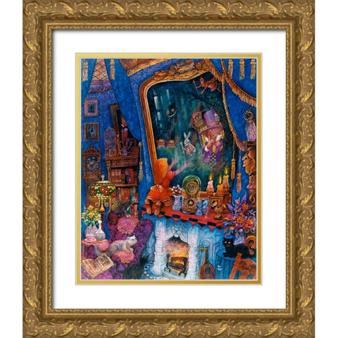 The Looking Glass Gold Ornate Wood Framed Art Print with Double Matting by Bell, Bill
