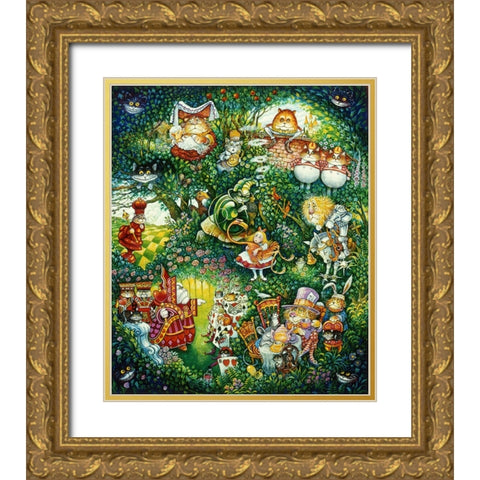 Alice In Pussycat Land Gold Ornate Wood Framed Art Print with Double Matting by Bell, Bill