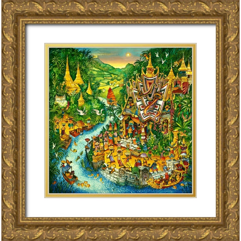 We Are The Siamese Gold Ornate Wood Framed Art Print with Double Matting by Bell, Bill