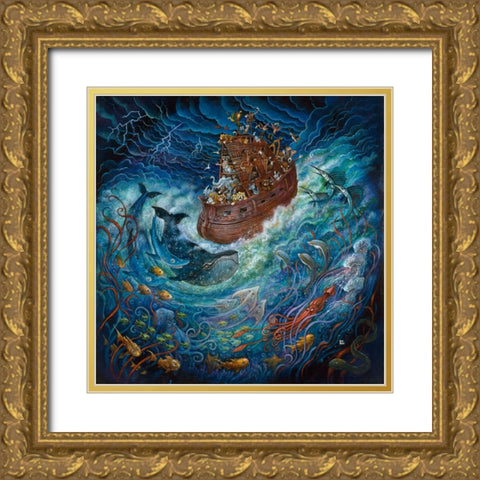 Noahs Adventure Gold Ornate Wood Framed Art Print with Double Matting by Bell, Bill