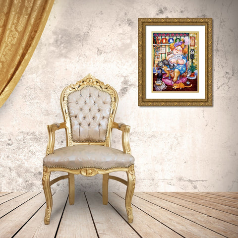 The Lady Who Loves Cats Gold Ornate Wood Framed Art Print with Double Matting by Bell, Bill