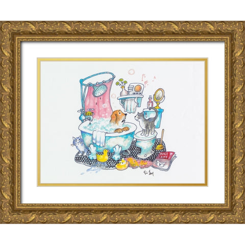 Bubbles On The Head Gold Ornate Wood Framed Art Print with Double Matting by Bell, Bill