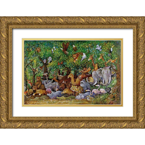 Noah And Friends (Part 2) Gold Ornate Wood Framed Art Print with Double Matting by Bell, Bill