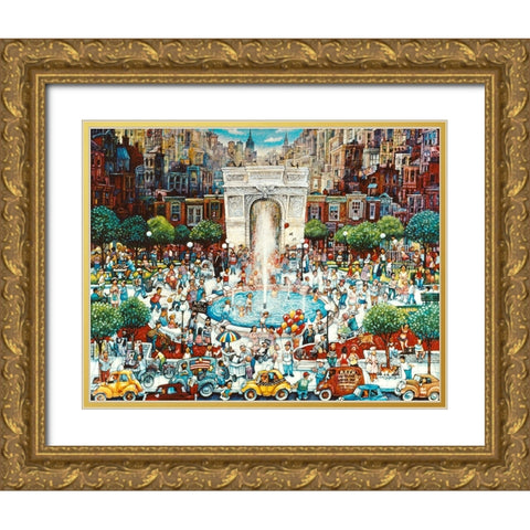 Washington Square Gold Ornate Wood Framed Art Print with Double Matting by Bell, Bill