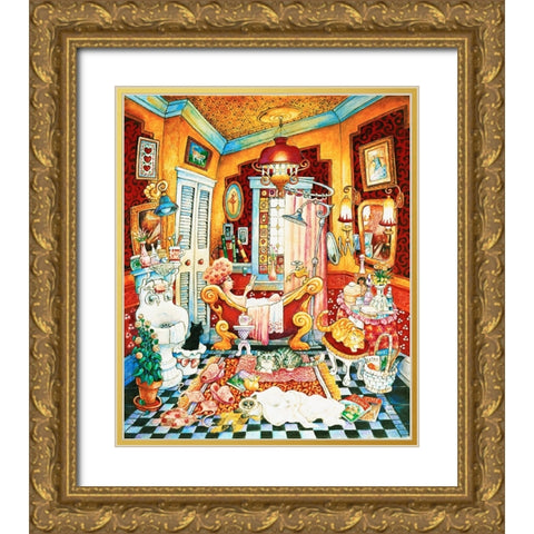 Victorias Bath Gold Ornate Wood Framed Art Print with Double Matting by Bell, Bill
