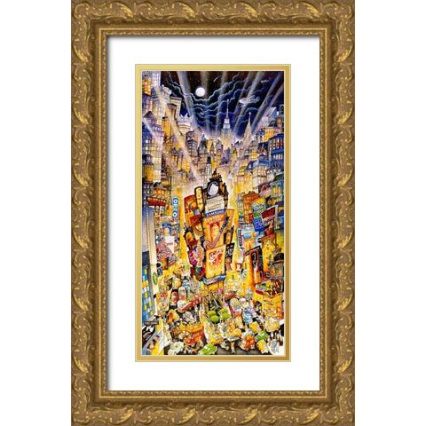 Showtime On Broadway Gold Ornate Wood Framed Art Print with Double Matting by Bell, Bill