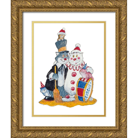 Carnival Cats Gold Ornate Wood Framed Art Print with Double Matting by Bell, Bill