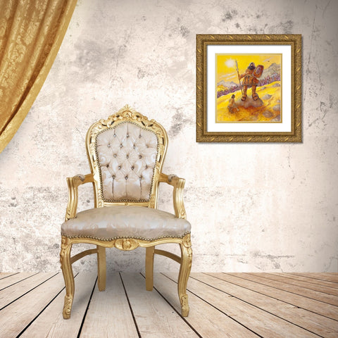 David And Goliath Gold Ornate Wood Framed Art Print with Double Matting by Bell, Bill
