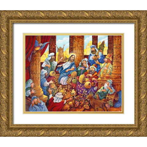 J.C. And Money Lendors Gold Ornate Wood Framed Art Print with Double Matting by Bell, Bill