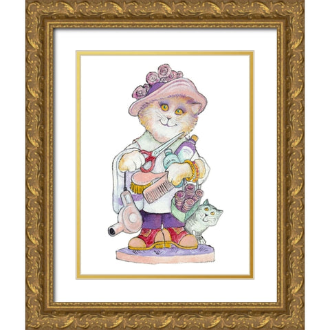 Clipper Cat Gold Ornate Wood Framed Art Print with Double Matting by Bell, Bill