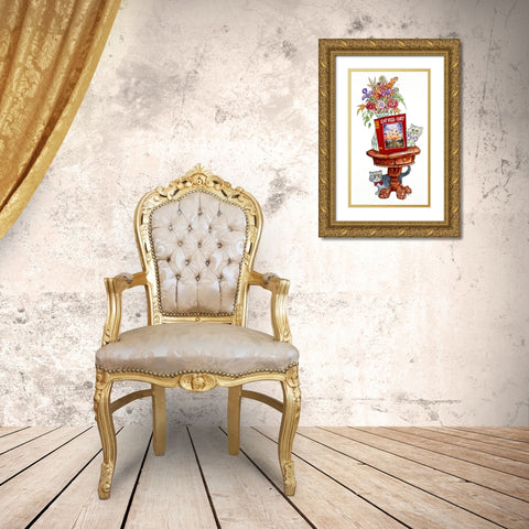Cat Hiss-Tory Stand Gold Ornate Wood Framed Art Print with Double Matting by Bell, Bill
