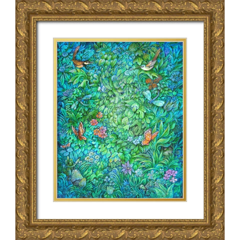 The Green Man Gold Ornate Wood Framed Art Print with Double Matting by Bell, Bill
