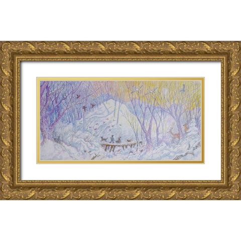 Early Birds Gold Ornate Wood Framed Art Print with Double Matting by Bell, Bill