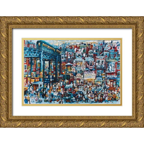 1934 Gold Ornate Wood Framed Art Print with Double Matting by Bell, Bill