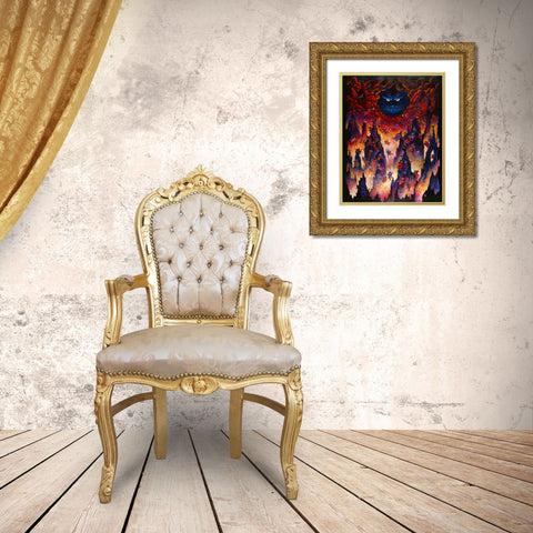 Horny Little Devils Gold Ornate Wood Framed Art Print with Double Matting by Bell, Bill