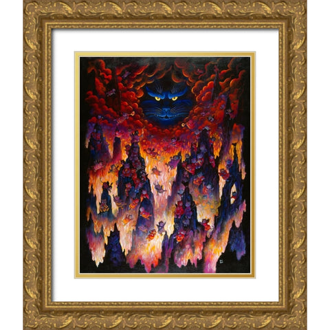 Horny Little Devils Gold Ornate Wood Framed Art Print with Double Matting by Bell, Bill