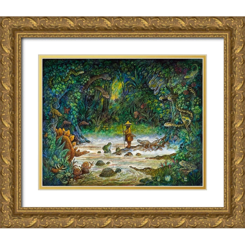 Noah And The Swamp Things Gold Ornate Wood Framed Art Print with Double Matting by Bell, Bill