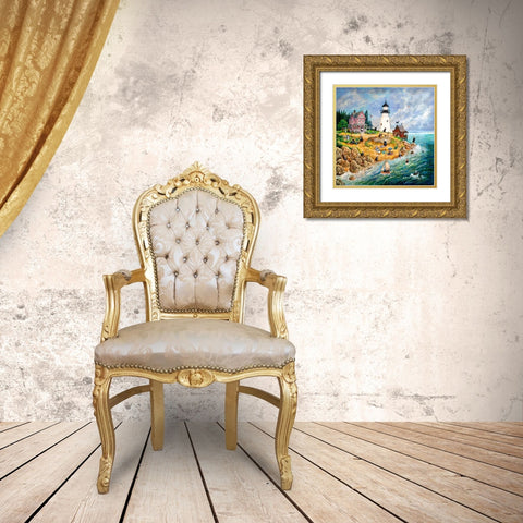 Nuns Light Gold Ornate Wood Framed Art Print with Double Matting by Bell, Bill