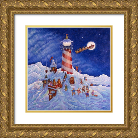 Santas Light Gold Ornate Wood Framed Art Print with Double Matting by Bell, Bill