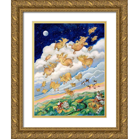 If Pigs Could Fly Gold Ornate Wood Framed Art Print with Double Matting by Bell, Bill