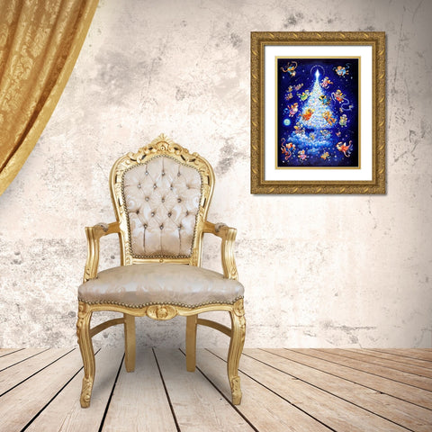 The Star Tree - Rectangle Gold Ornate Wood Framed Art Print with Double Matting by Bell, Bill