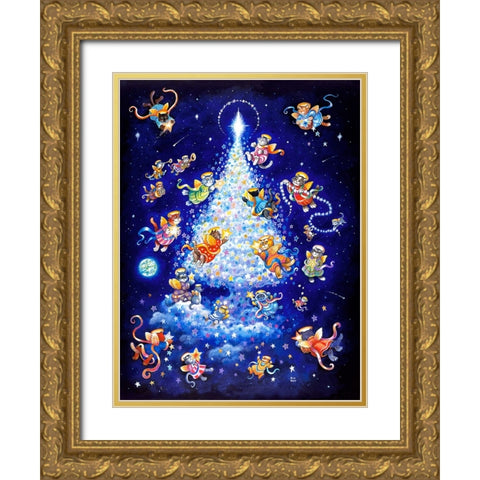 The Star Tree - Rectangle Gold Ornate Wood Framed Art Print with Double Matting by Bell, Bill