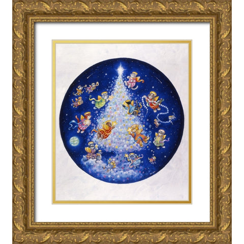 The Star Tree - Circle Gold Ornate Wood Framed Art Print with Double Matting by Bell, Bill