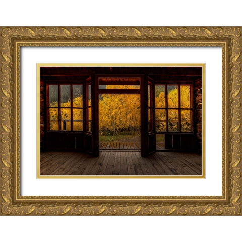 A Rainy Day At The Historic Ashcroft Hotel Gold Ornate Wood Framed Art Print with Double Matting by Sherrell, Bill