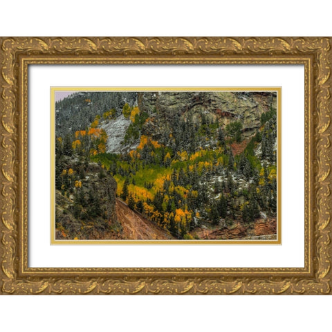 Autumn Wall Gold Ornate Wood Framed Art Print with Double Matting by Sherrell, Bill